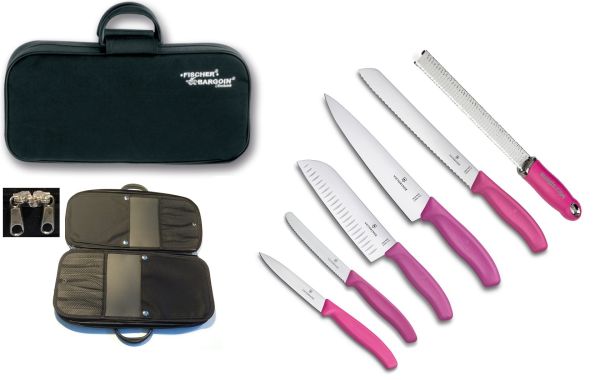 ALL PINK: Valigetta completa di 5 Coltelli Swiss Classic + 1 grattugia Microplane