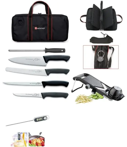 Wusthof Modern Case complete with 4 Knives, sharpener, Mandoline and Thermometer