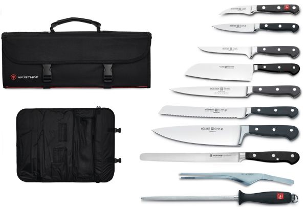 Classic Quality : Wusthof large case containing 8 Knives series Classic + 1 Sharpener + 1 Pliers